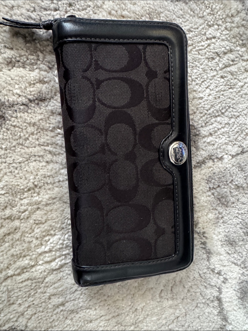 Coach Black Signature Zip Around Phone Wallet